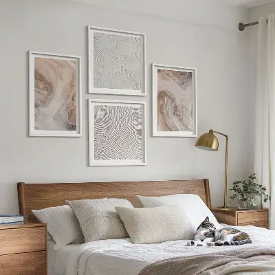 Multi-piece wall decor set featuring marble stone texture patterns