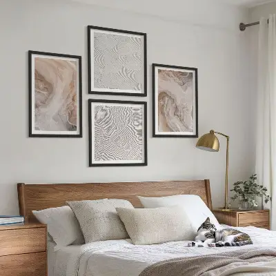 Multi-piece wall decor set featuring marble stone texture patterns
