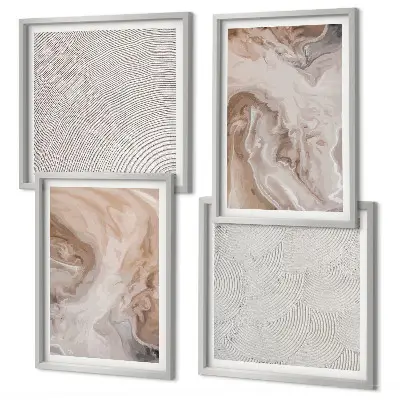 Multi-piece wall decor set featuring marble stone texture patterns