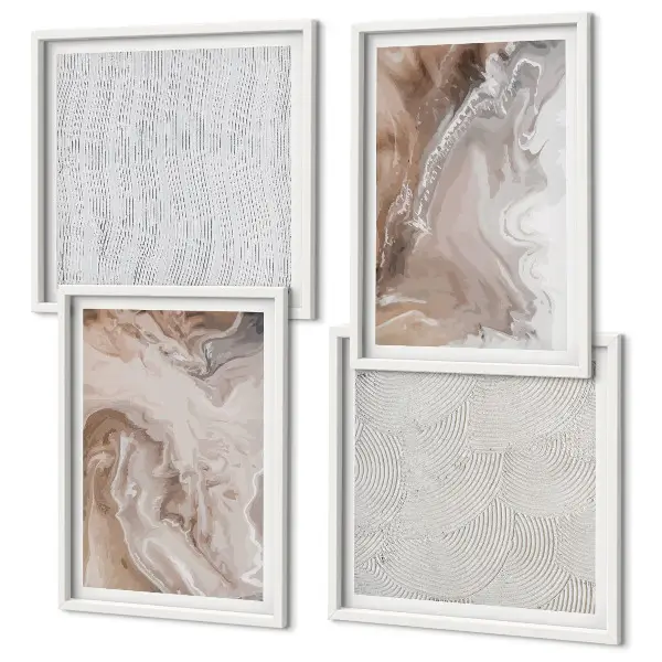 Wall art set with stone abstract marble patterns