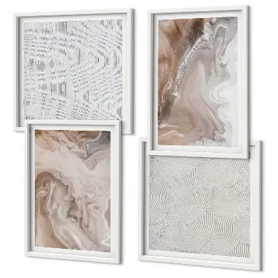 Wall art set with stone abstract marble patterns