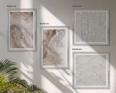 Wall art set with stone abstract marble patterns
