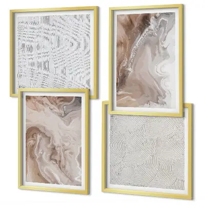 Wall art set with stone abstract marble patterns