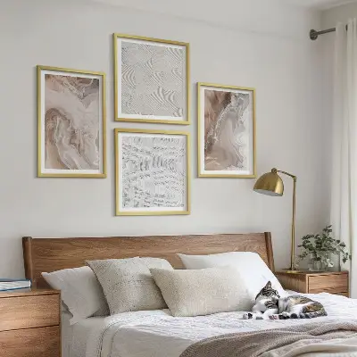 Wall art set with stone abstract marble patterns