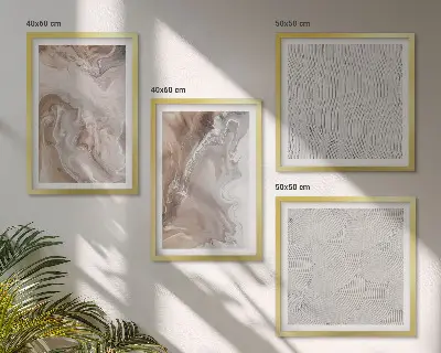 Wall art set with stone abstract marble patterns