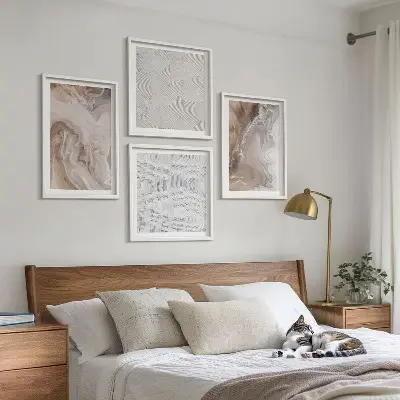 Wall art set with stone abstract marble patterns
