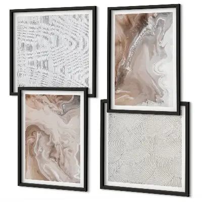 Wall art set with stone abstract marble patterns