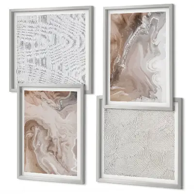 Wall art set with stone abstract marble patterns