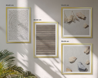 Set of 4 wall art pieces Natural textures wood stones