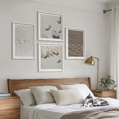 Set of 4 wall art pieces Natural textures wood stones