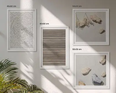 Set of 4 wall art pieces natural textures of wood and stones