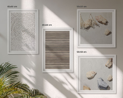 Set of 4 wall art pieces Natural textures wood stones
