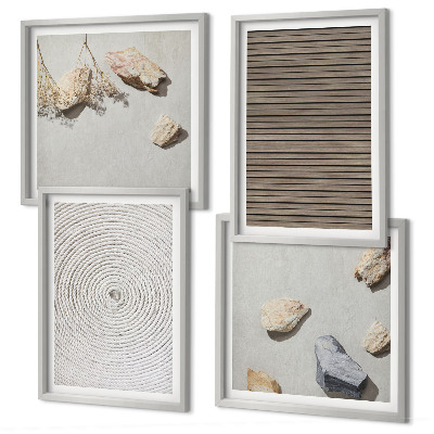 Set of 4 wall art pieces Natural textures wood stones