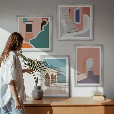 Wall art set Pastel minimalist graphics