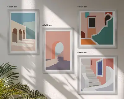 Wall art set Pastel minimalist graphics