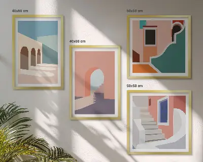 Wall art set Pastel minimalist graphics