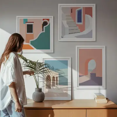 Wall art set Pastel minimalist graphics