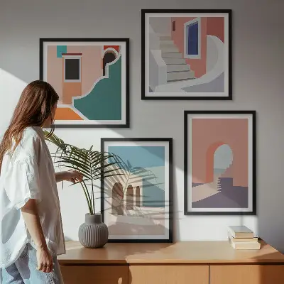 Wall art set Pastel minimalist graphics
