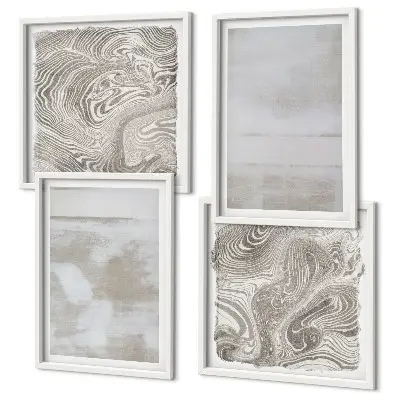 Set of 4 wall art pieces with a modern worn texture style