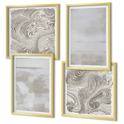 Set of 4 wall art pieces with a modern worn texture style