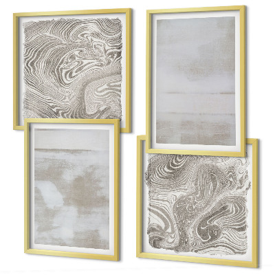 Set of 4 wall art pieces Worn textures modern style