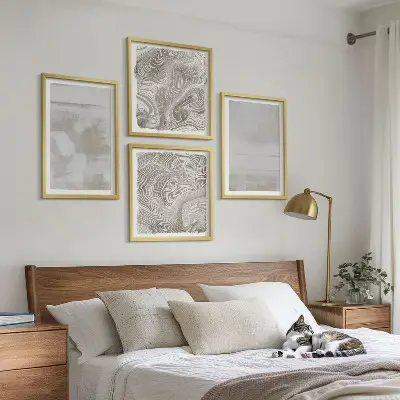 Set of 4 wall art pieces with a modern worn texture style