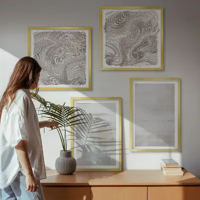 Set of 4 wall art pieces with a modern worn texture style