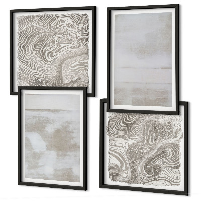 Set of 4 wall art pieces Worn textures modern style