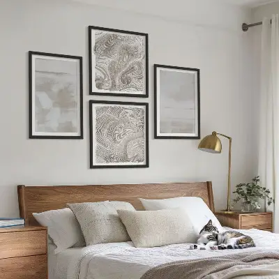Set of 4 wall art pieces with a modern worn texture style