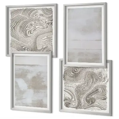 Set of 4 wall art pieces with a modern worn texture style