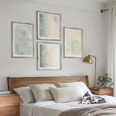 Multi-piece wall decor set Pastel watercolor canvas texture