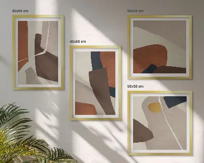 Wall art set Abstract modern shapes