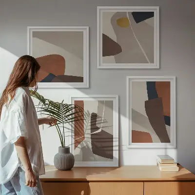 Wall art set Abstract modern shapes