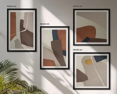 Wall art set Abstract modern shapes