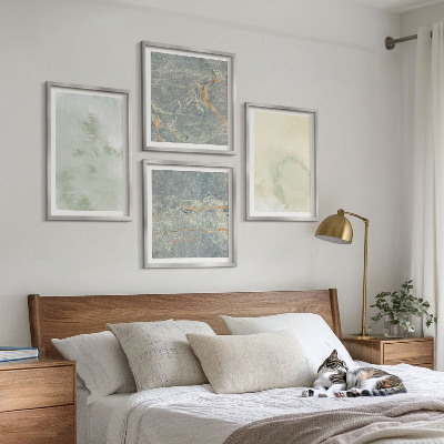 Set of 4 wall art pieces Pastel watercolor canvas paints