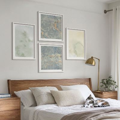 Set of 4 wall art pieces Pastel watercolor canvas paints