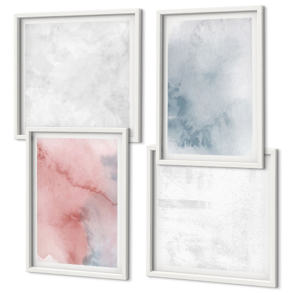 Set of 4 wall art pieces Pastel watercolor textures
