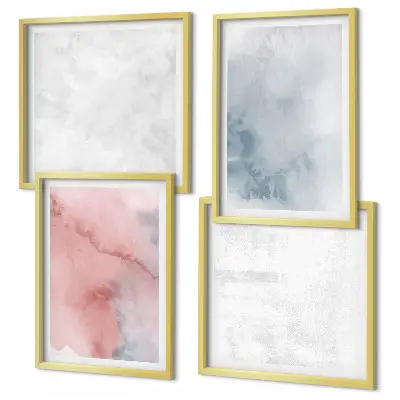 Set of 4 wall art pieces with pastel watercolor textures