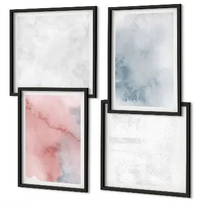 Set of 4 wall art pieces with pastel watercolor textures