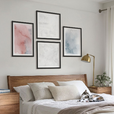 Set of 4 wall art pieces Pastel watercolor textures