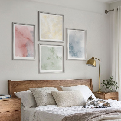 Multi-piece wall decor set Pastel colored watercolors