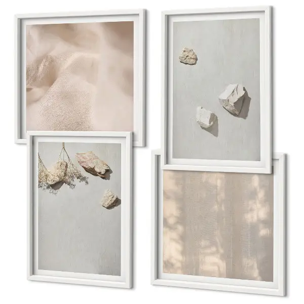 Boho Stones Beach Wall Art Set coastal decorative wall art prints