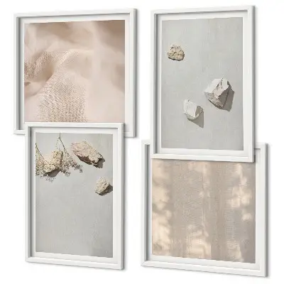 Boho Stones Beach Wall Art Set coastal decorative wall art prints