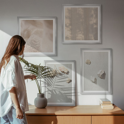 Wall art set Boho stones beach decorations