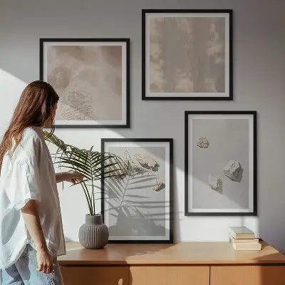Boho Stones Beach Wall Art Set coastal decorative wall art prints