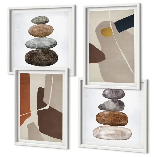 Abstract boho wall art set of 4 pieces
