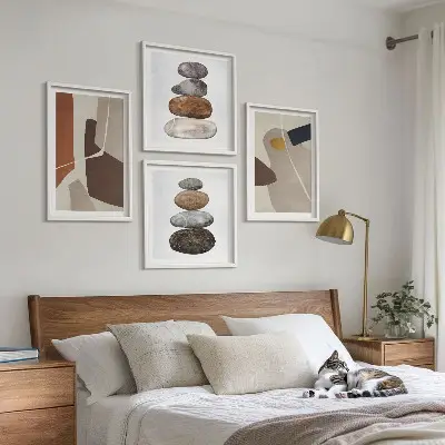 Abstract boho wall art set of 4 pieces