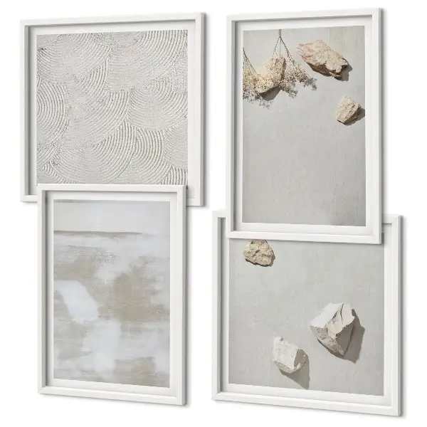 Boho sand stone texture wall art set of 4 pieces