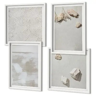 Boho sand stone texture wall art set of 4 pieces