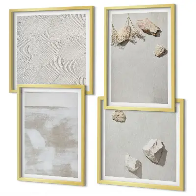 Boho sand stone texture wall art set of 4 pieces